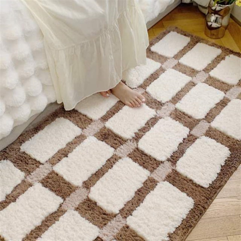少女毛绒房间地垫毯床边地毯宿舍窗毯垫慕奈飘书房卧室简约长条