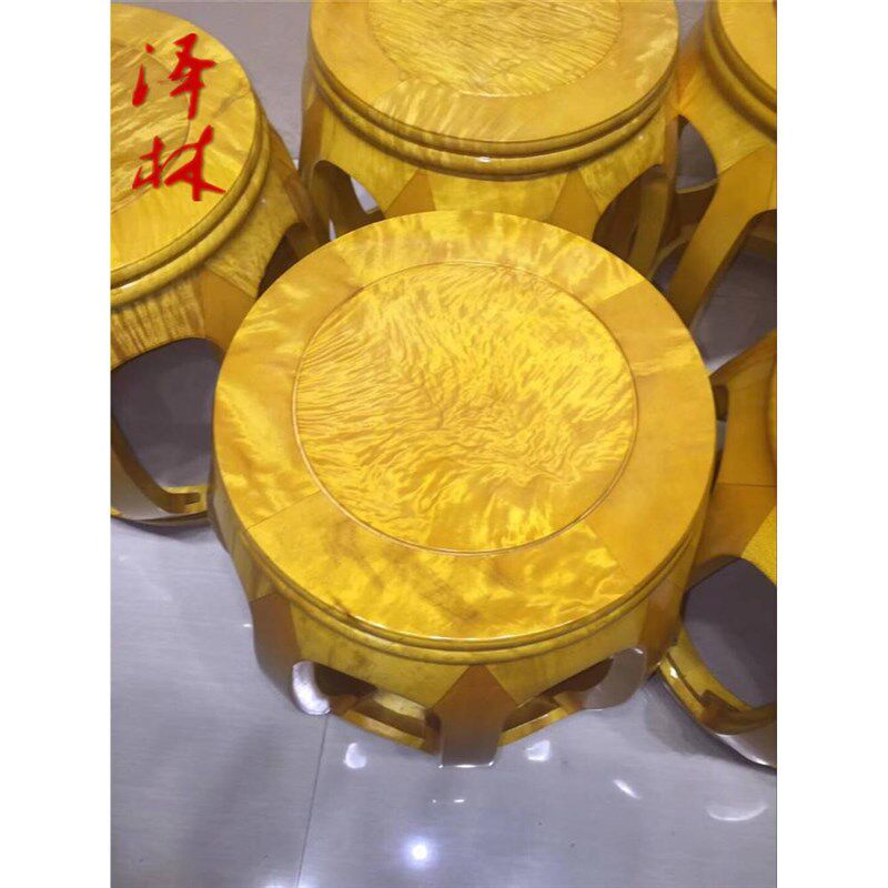 大叶楠凳子金丝楠木家具椅子圆鼓凳家居摆件实木独板榫卯工艺新品