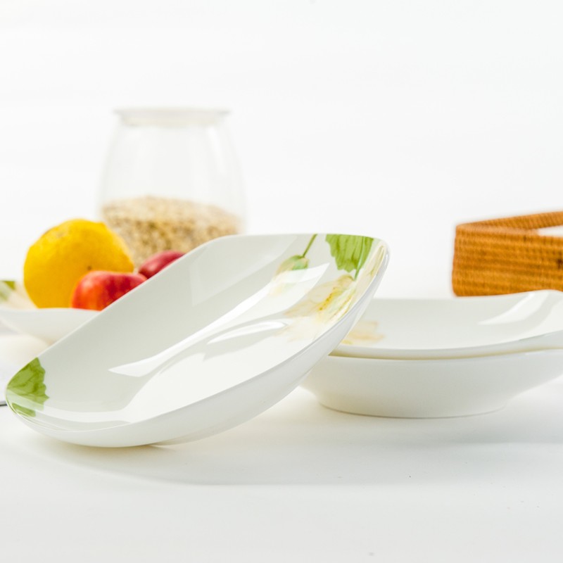 骨瓷盘子菜盘家用餐盘7英寸碟子陶瓷方汤盘深盘7寸中式瓷盘冷菜盘