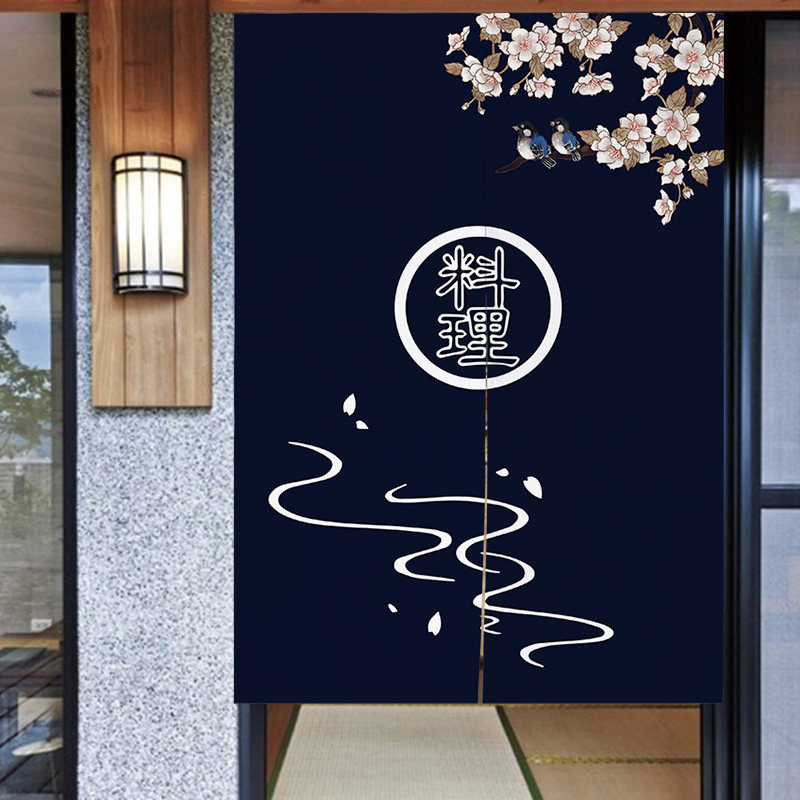 定制日式防油烟厨房门帘饭店餐厅个性隔断半帘装饰遮Y挡布艺挂帘