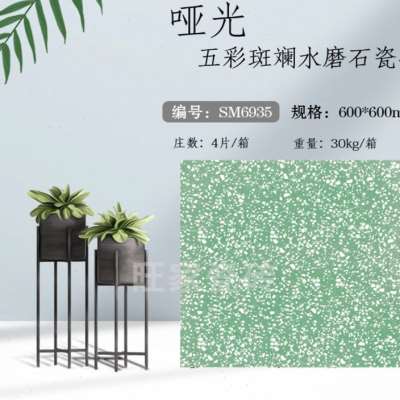彩色水磨石600xl600瓷砖客厅阳台商铺餐饮酒吧连锁店防滑哑光地砖