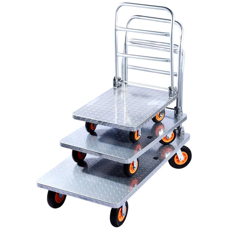 平板车手推车货搬运车拉货周转加厚钢铁板折叠静音重型载重王拖车