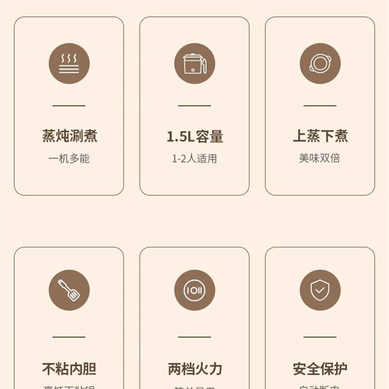 电煮锅多功能家用宿舍学生泡面炒菜煎蛋蒸笼一体锅小功率单人火锅