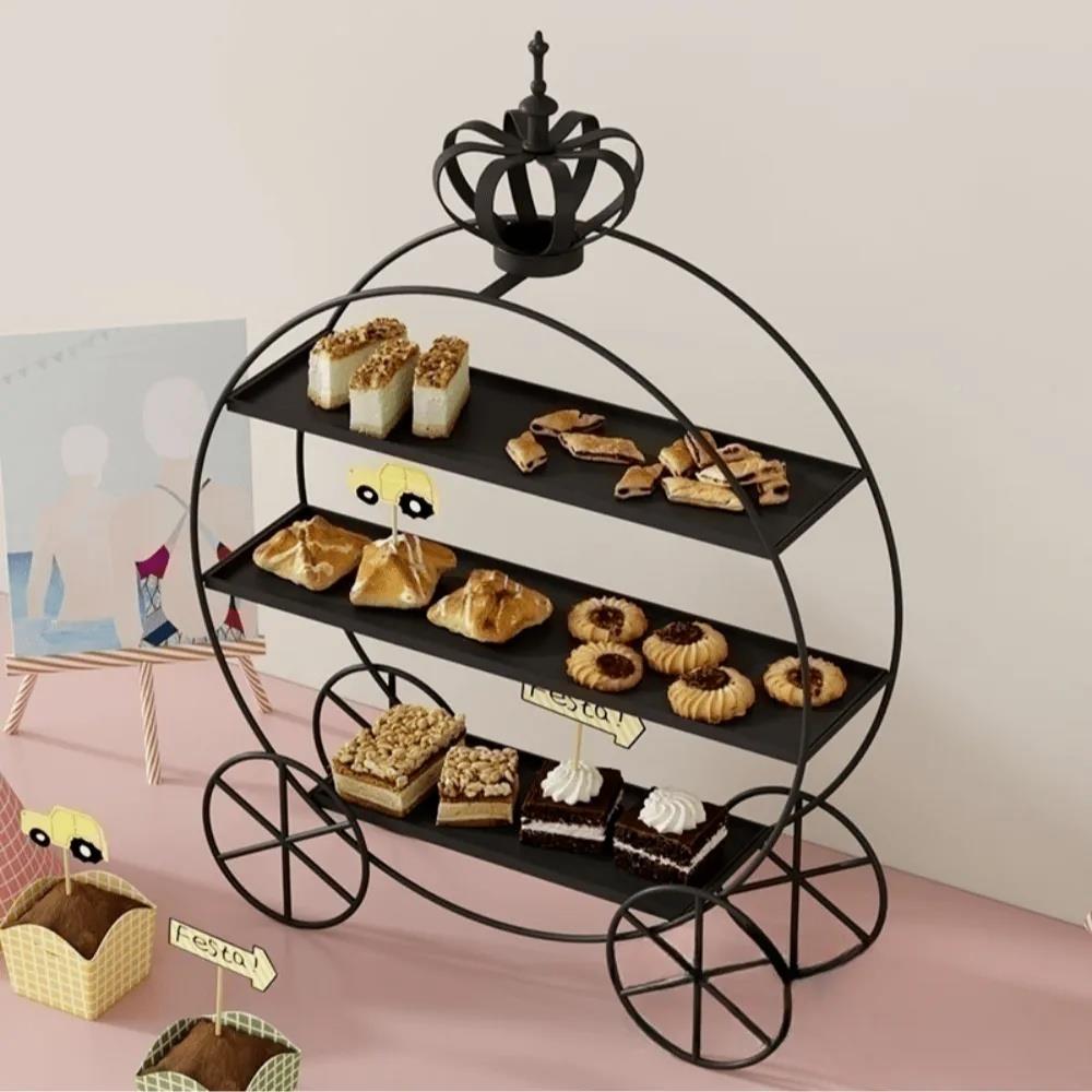 欧式品蛋白色甜台糕展示架婚礼装饰下午茶双层h202409架金色糕点