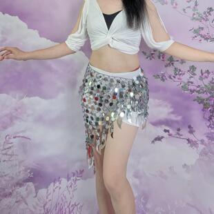 肚皮舞练功东方舞服装动片感鼓舞练巾习服铜锣服WAT臀百搭