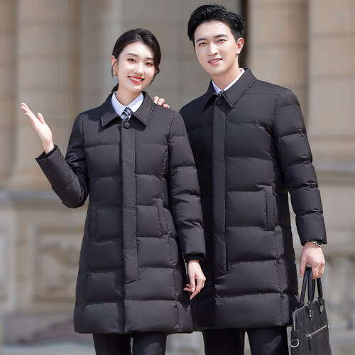冬季珠宝店工作j服羽绒棉服男女酒店售楼部物业经理工装中长款棉