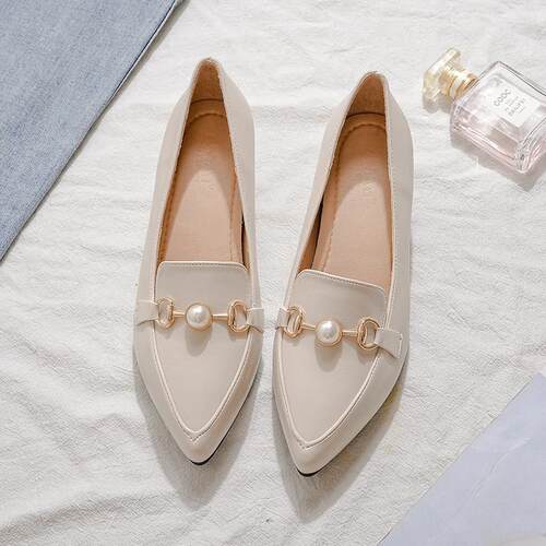 2024春季新款内增n高女鞋百搭乐福鞋软底豆豆鞋尖头浅口坡跟单鞋