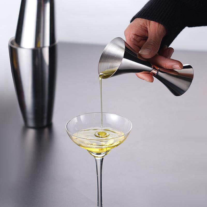 不锈钢斜口双头量杯量酒具器司杯盎调酒杯一型体成带刻度调酒XUJ