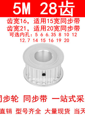 现货同步带轮5M28齿内孔5/6/6.35/8/10/12/12.7/14/15/1617/19/20
