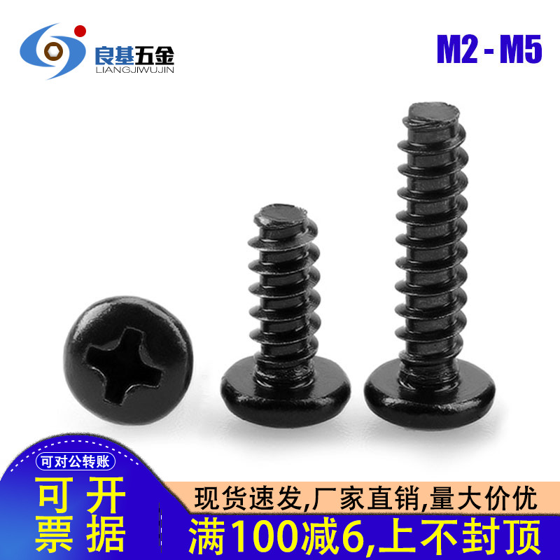 电泳黑304不锈钢十字盘头自攻钉平尾螺丝圆头木螺钉M2 M2.6M3M4M5