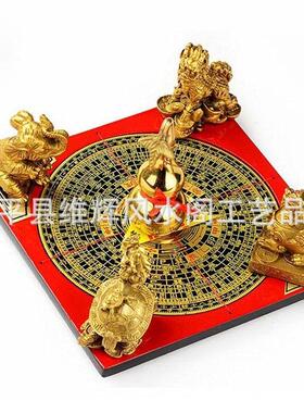黄铜五宝阵摆件龙龟大象麒麟葫芦貔貅罗盘工艺礼品五行阵摆件