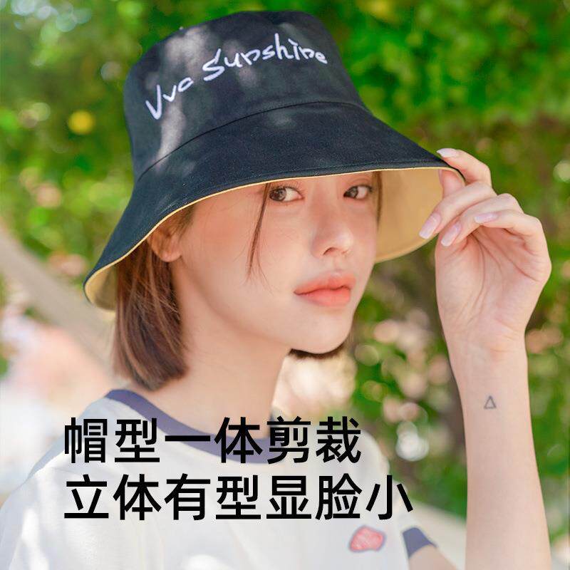 VVC双面渔夫帽女早春大帽檐防紫外线防晒帽遮阳太阳帽夏季帽子
