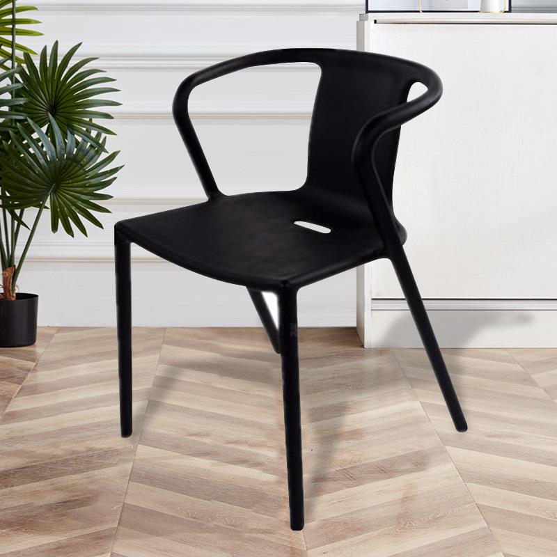 塑料椅子明式扶手椅代简约餐椅休闲靠背椅子办公椅子可叠放椅