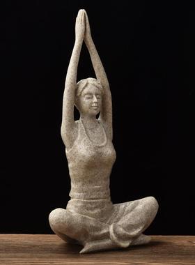 新中式树脂工艺品创意家居装饰品瑜伽女孩婚庆摆件生日礼品