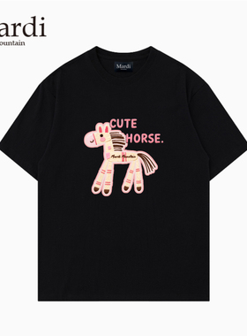 官方旗舰店 Mardi Mountain韩国正品2026夏新款黑白纯棉短袖女t恤