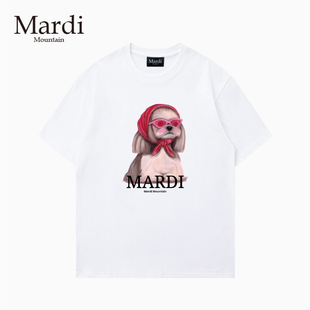 官方旗舰店 Mardi Mountain韩国正品2026春夏款黑白纯棉短袖女t恤