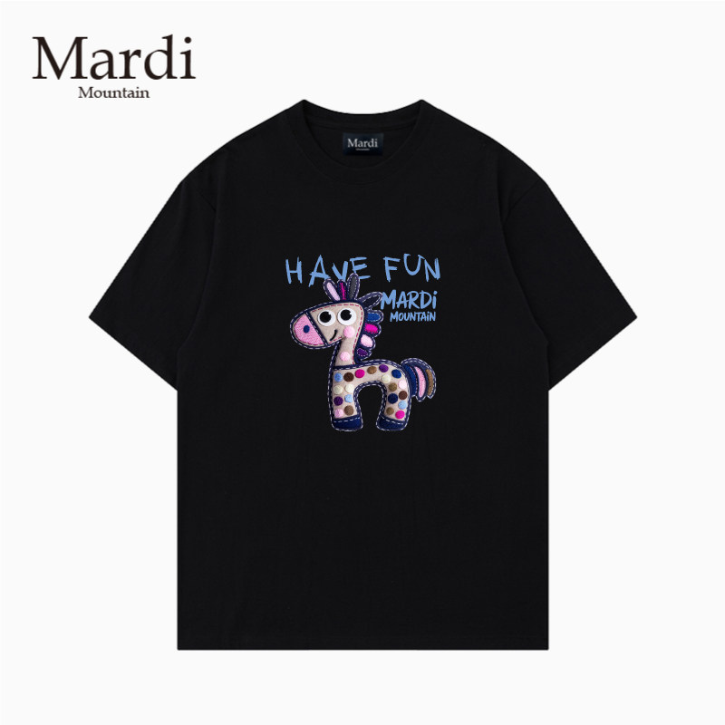 官方旗舰店 Mardi Mountain韩国正品2026夏新款黑白纯棉短袖女t恤