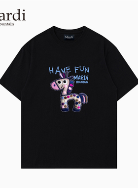 官方旗舰店 Mardi Mountain韩国正品2026夏新款黑白纯棉短袖女t恤