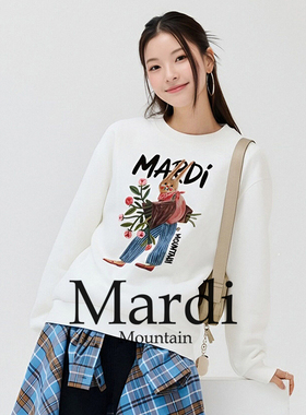 官方旗舰店Mardi Mountain韩国正品2025秋冬款印花套头圆领女卫衣