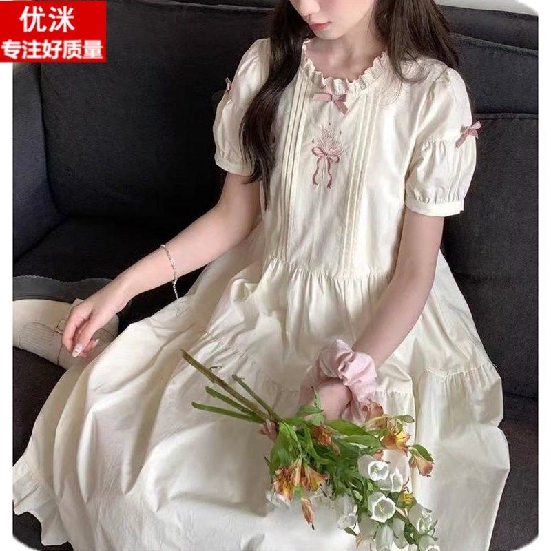 女大童连衣裙夏装初中生学院风少女孩收腰显瘦甜美小清新公主裙子