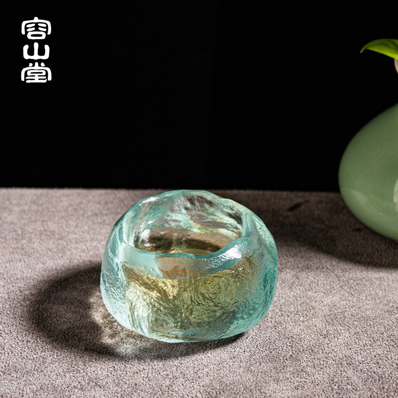 容山堂天青琉璃冰冻烧茶杯加厚主A人杯单杯手工玻璃个人茶具品茗