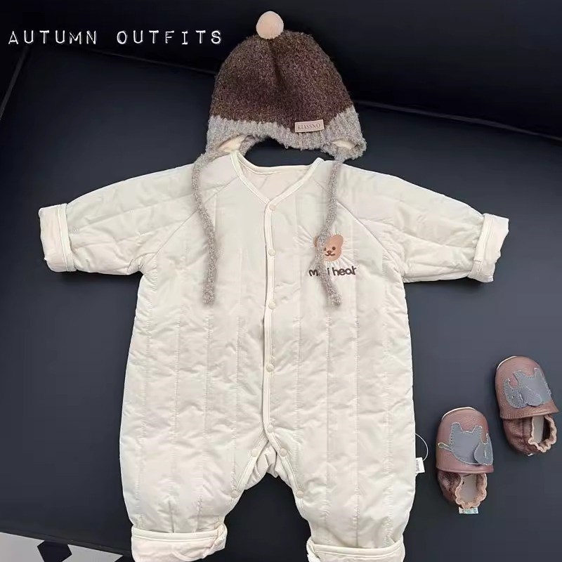 婴儿连体衣冬装保暖棉服男女宝宝冬季衣服韩版全开扣夹棉外出服潮