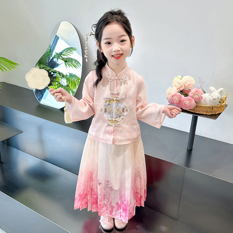 马面裙女童唐装套装2024新款国风女宝宝新中式儿童汉服裙子春秋款