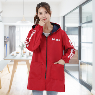 短款罩衣女加绒加厚m冬季长袖围裙厨房家用防水小个子工作服时尚