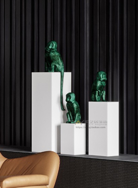 白色大理石底座摆件简约现代酒店客E厅走廊过道雕塑艺术品展示摆