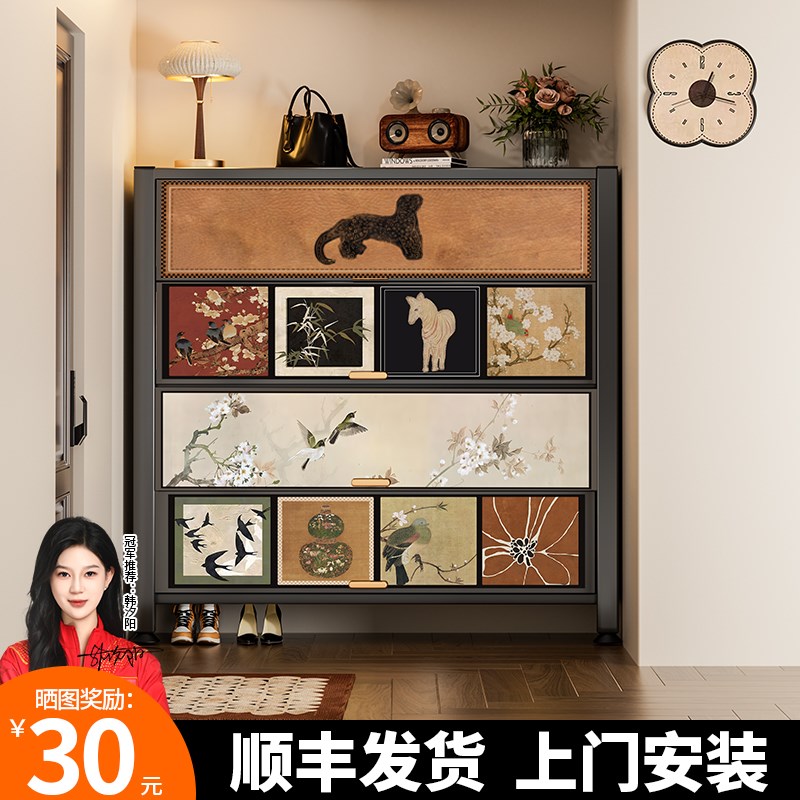 家用钢制置物柜收纳柜子卧室阳台客厅多层儿童入户门扣鞋柜储物柜