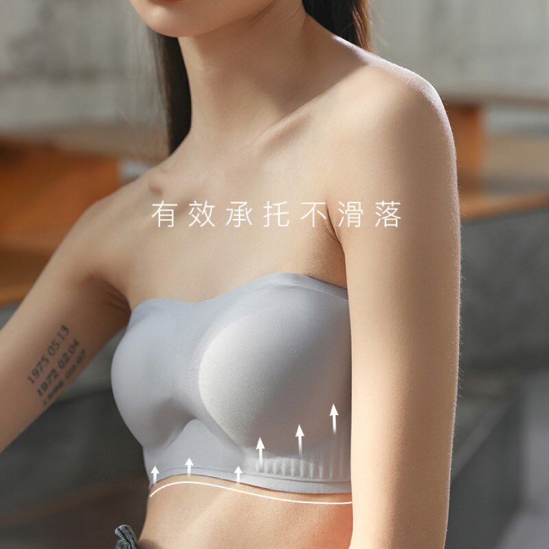 无肩带内衣防掉抹胸o聚拢文胸防滑上托防走光不掉文胸bra