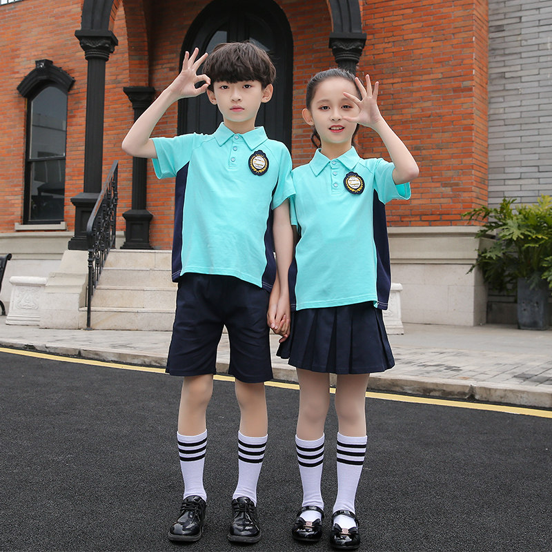 小学生校服夏装英伦短袖t恤套装夏季儿童班服运动幼儿园毕业园服2