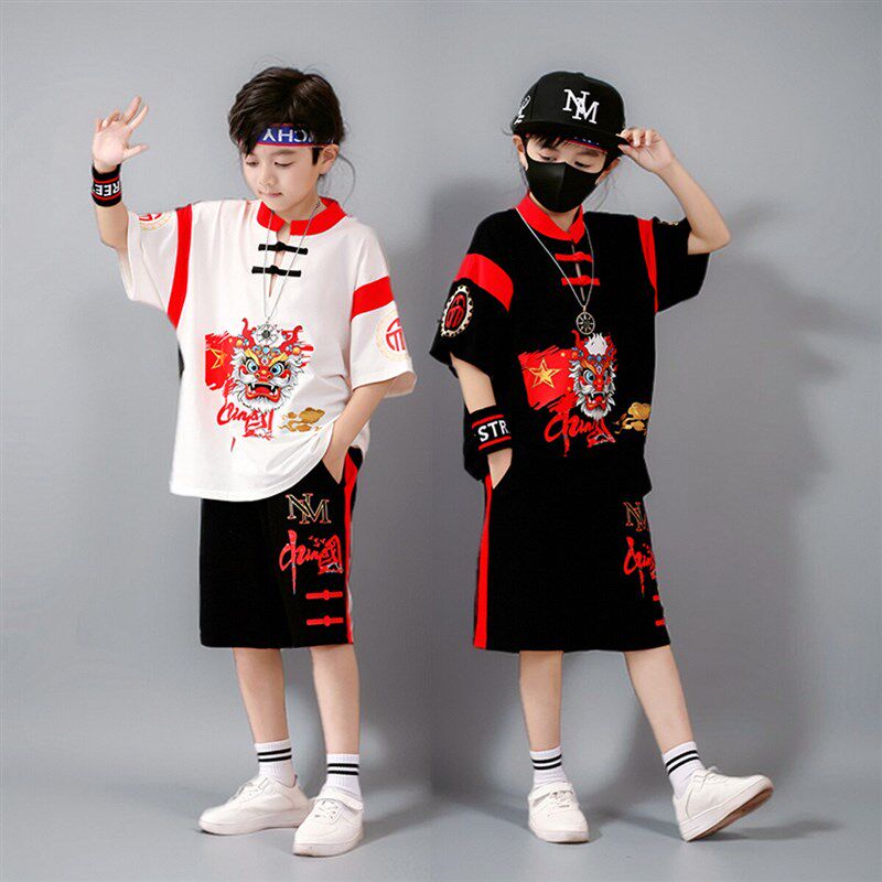 儿童演出服街舞服装男童国潮风套装帅气男孩走秀衣服架子鼓表演服