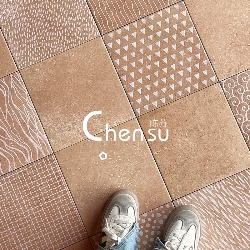 陈苏 简约现代工装地砖卫生间阳台庭院花园陶土色仿古砖250X250