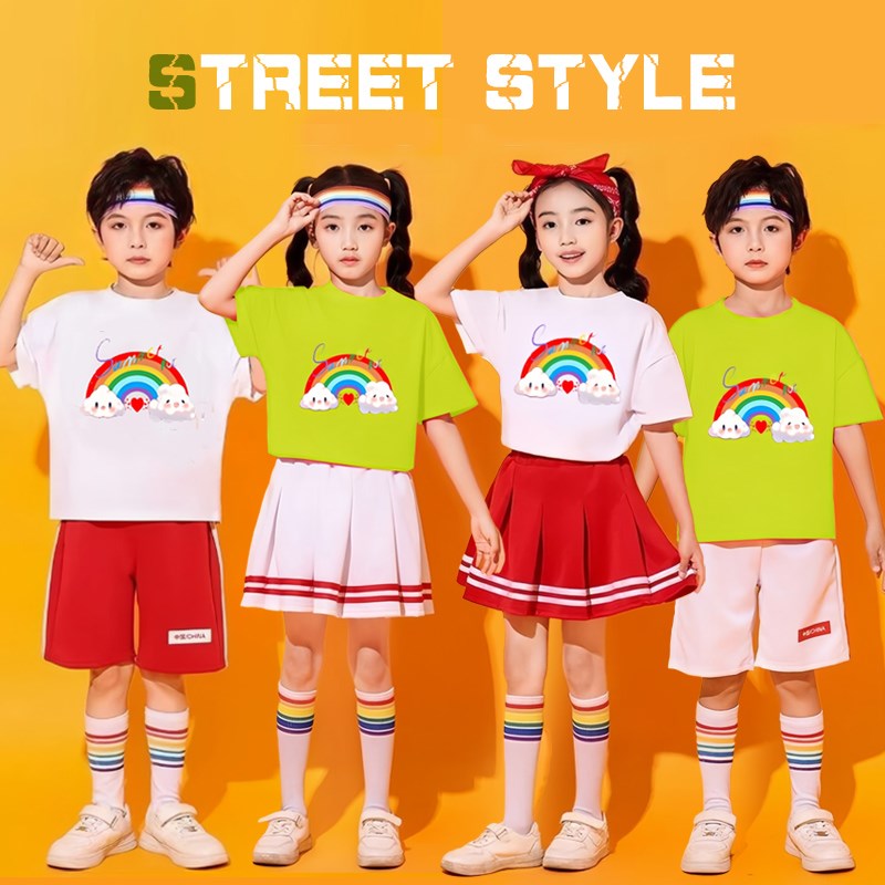 六一儿童啦啦操演出服中国风幼儿园舞蹈服小学生运动会拉拉队班服