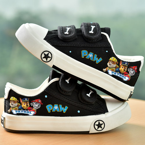 儿童帆布鞋女童布鞋卡通童鞋宝宝小白鞋春新款男童板鞋魔术贴球鞋