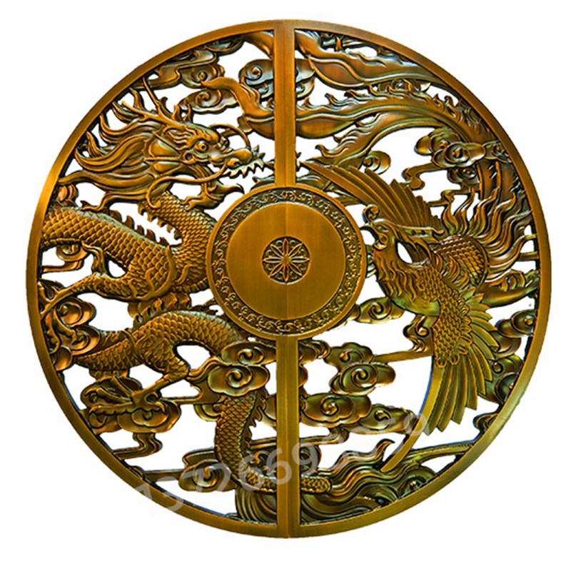铝板浮雕壁画背景墙牌匾新中式不锈钢屏风玄关Q隔断镂空雕花定制