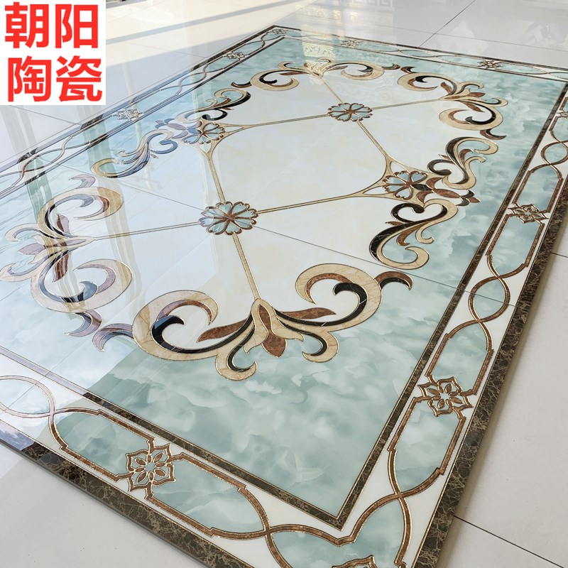 新款客厅拼花地砖l餐厅玄关过道造型地砖微晶石抛晶砖欧式造型瓷