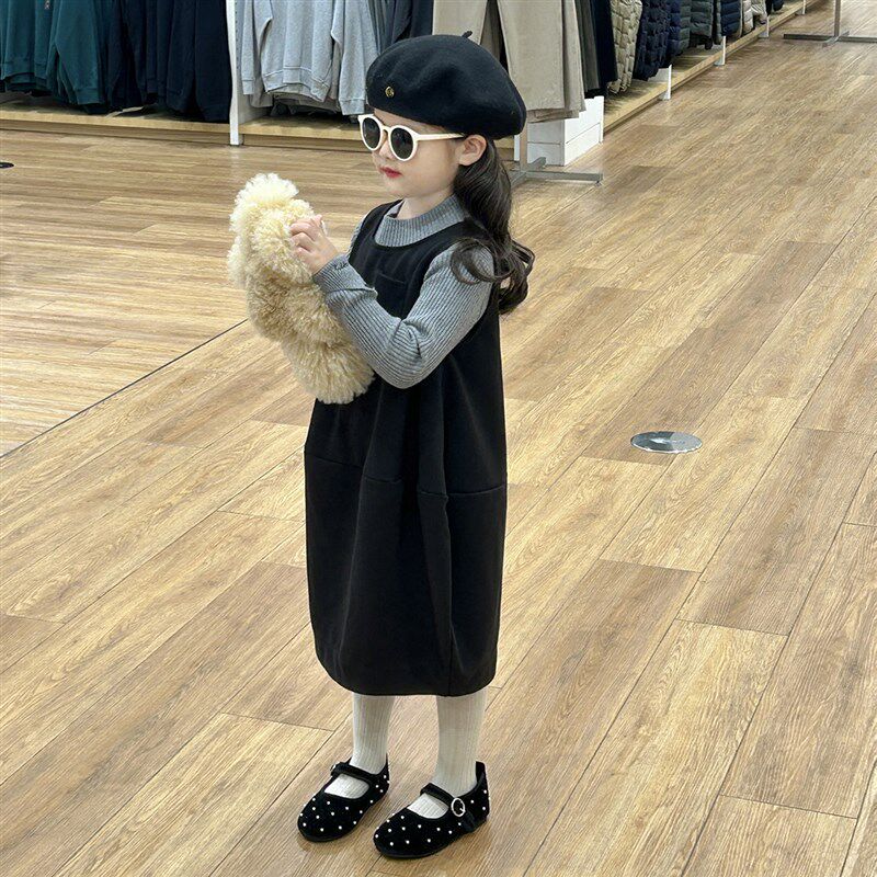女童毛呢背心裙韩系秋装女宝宝洋气韩版毛线衫套装裙子儿童连衣裙