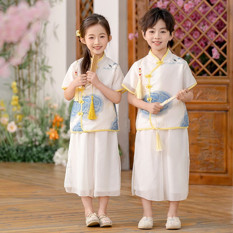 男童汉服夏季薄款古风套装2025新款儿童新中式古装宝宝唐装演出服