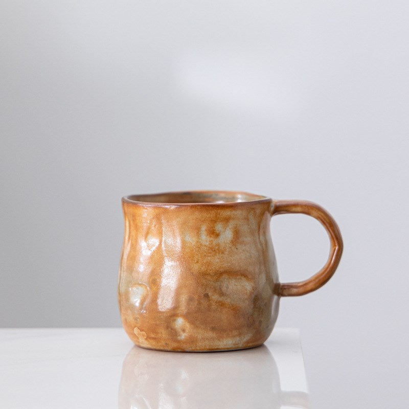 志野烧柴烧粗陶咖啡杯水杯手捏陶瓷高颜值L陶瓷杯茶咖杯下午茶杯