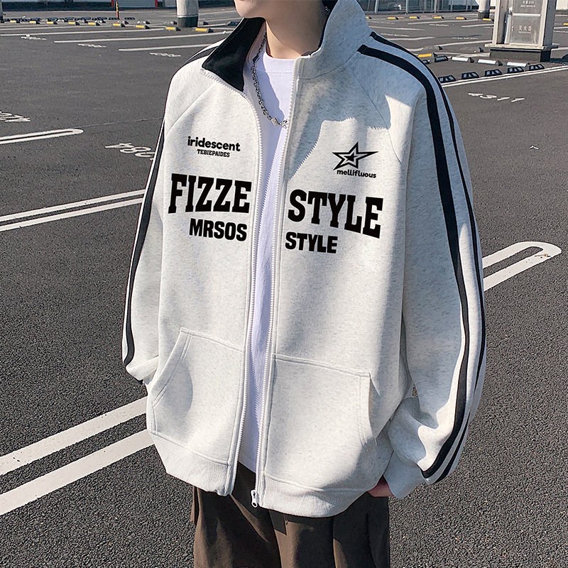美式卫衣外套男春秋季2025新款潮牌运动立领拉链开衫男生衣服夹克