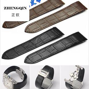 适用代用卡地亚山度士真皮表带蝴蝶扣手表带桑托斯100男女表带20