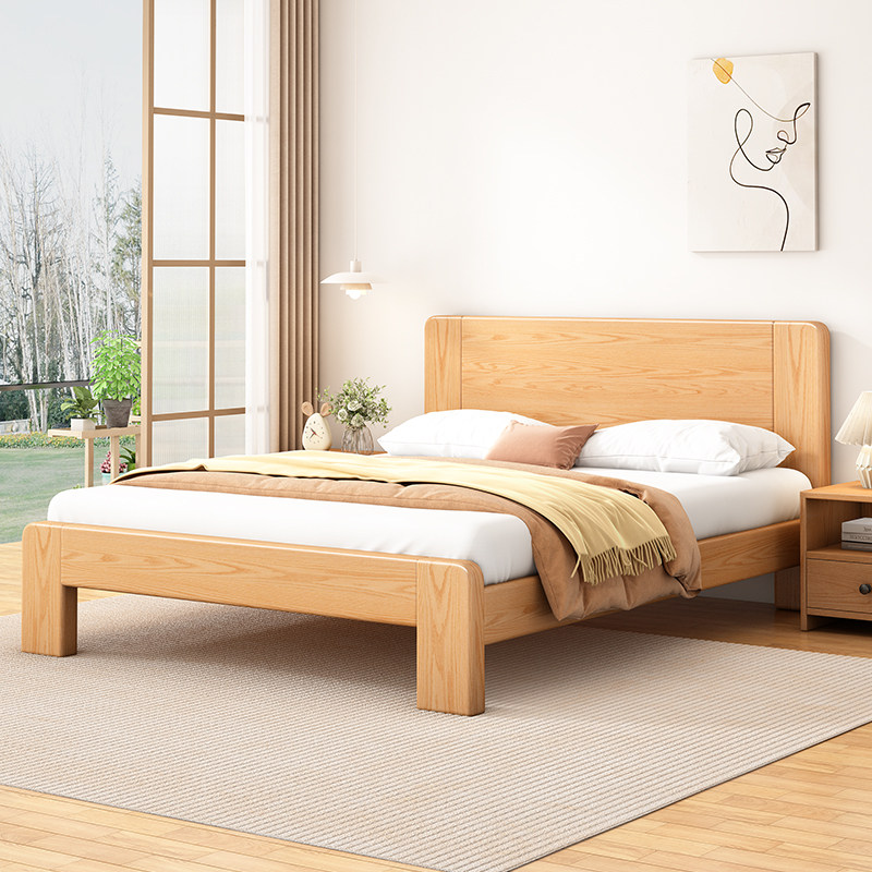 实木床现代简约双人床1米5单人床