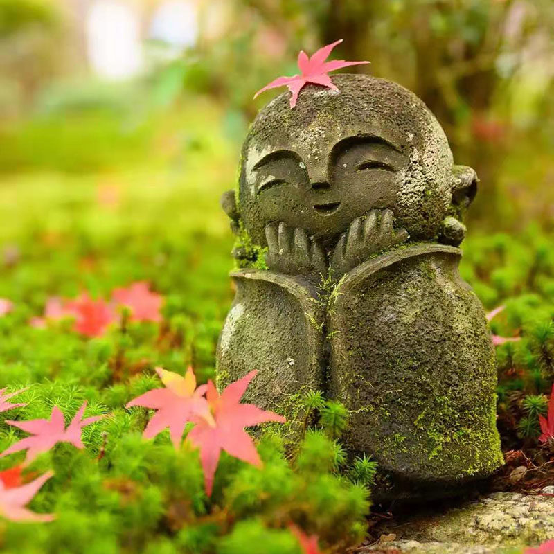 石雕小沙弥日式庭院小和尚良缘地藏天然石头禅意佛像景观户外摆件