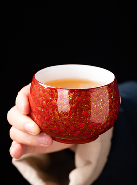 墨染留香德化纯手工羊脂玉白瓷品茗杯大漆器主人杯子陶瓷茶杯茶盏