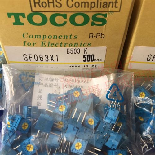 日本TOCOS 单圈侧调精密可调电阻 GF063X1 B503K 立式微调电阻50K