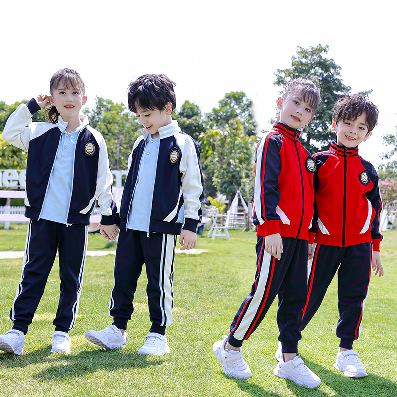 春秋季套装幼儿园园服红色三件套一二年级班服小学生校服亲子活动