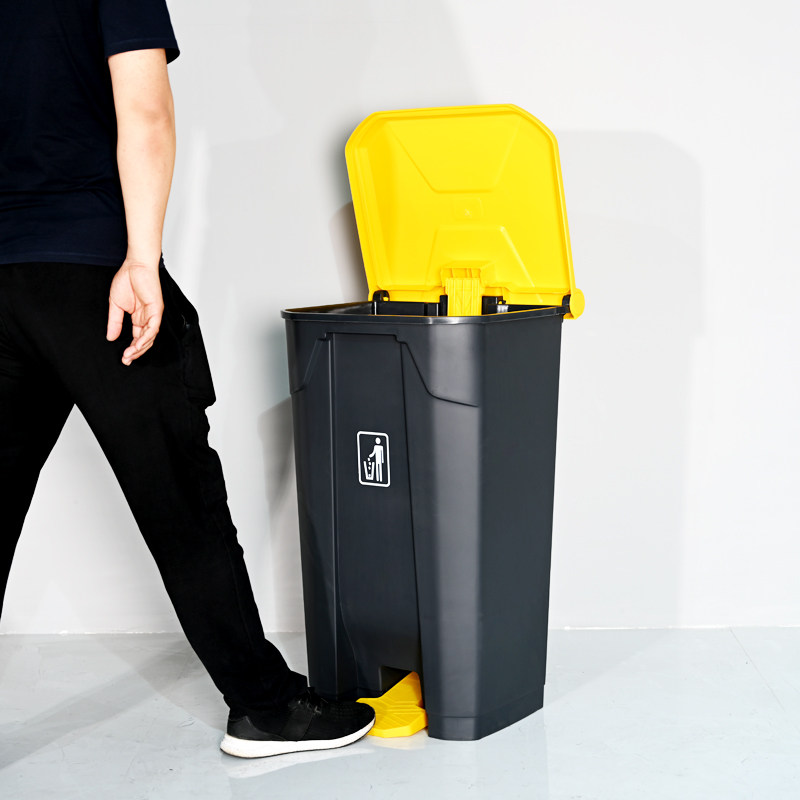 脚踏环卫塑料垃圾桶酒店办公室厨房饭店商场50升100L脚踩带盖大号