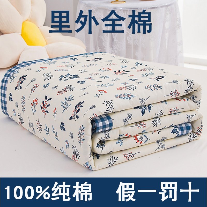 100%纯棉夏凉被全棉夏被夏季棉花薄被子空调被可水洗双Y人被芯儿